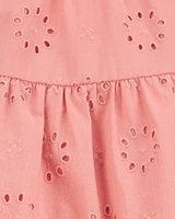 Baby Eyelet Cotton Dress - Pink