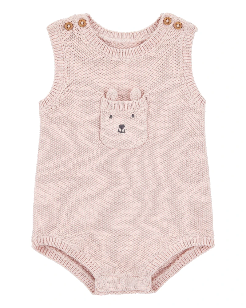 Baby Solid Cotton Romper - Pink