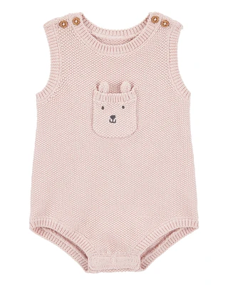 Baby Solid Cotton Romper - Pink