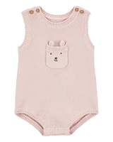 Baby Solid Cotton Romper - Pink