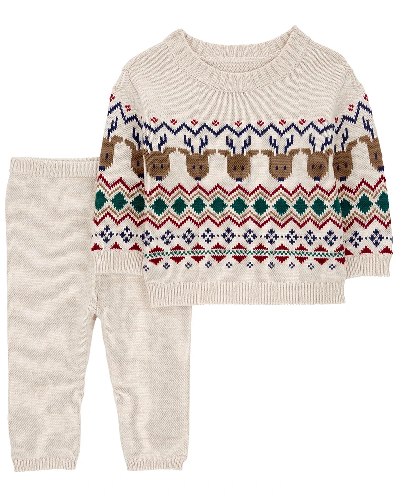 Baby 2-Piece Fair Isle Sweater & Pant Set