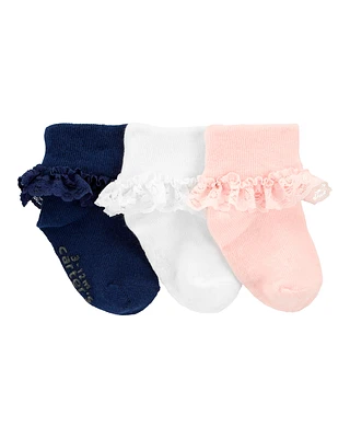 Toddler 3-Pack Lace Cuff Socks