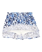 Toddler Floral Linen Look-alike Pull-On Skort - Blue
