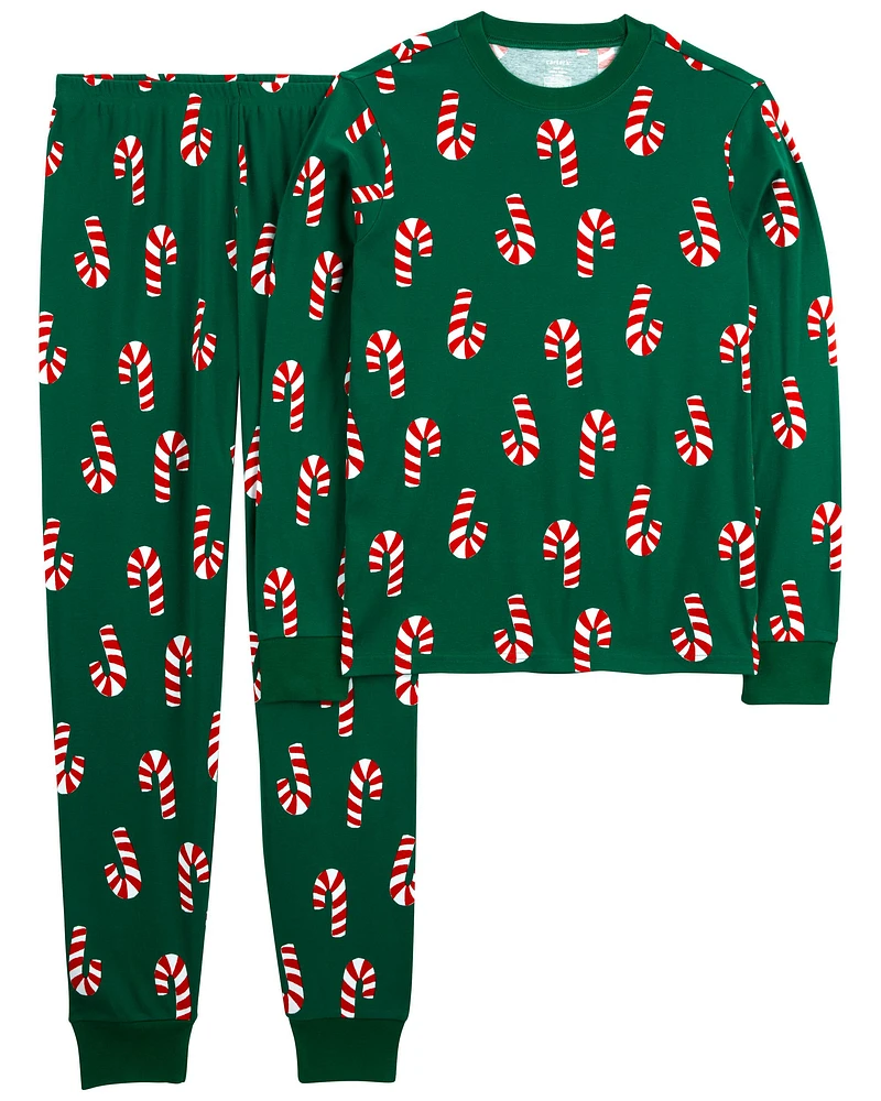 Adult 2-Piece Candy Cane 100% Snug Fit Cotton Pyjamas