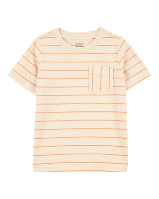 Toddler Striped Short-Sleeve Pocket Tee - Orange