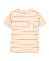 Toddler Striped Short-Sleeve Pocket Tee - Orange