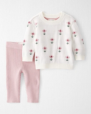 Baby 2-Piece Organic Cotton Sweater Knit Set Cosmos Garden Print