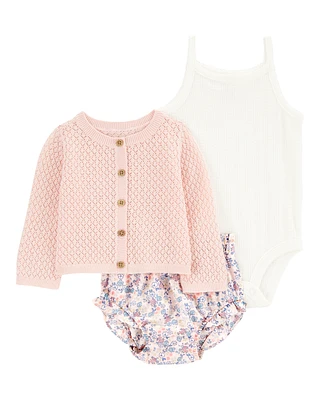 Baby 3-Piece Floral Cardigan Set