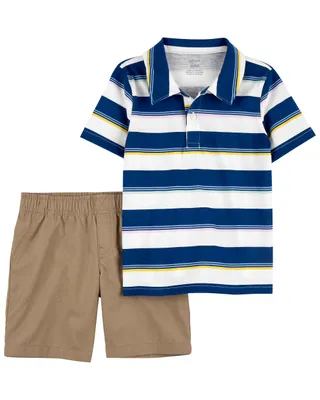 Carter's Baby Boy 2-Piece Henley & Khaki Shorts Set