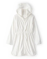 Kid Hooded Terry Cloth Swim Cover-Up Dress - White