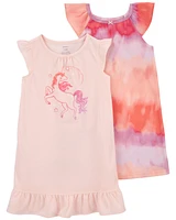 Kid 2-Pack Unicorn Nightgowns