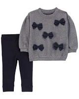 2-Piece Bow Pullover & Fleece Pant Set