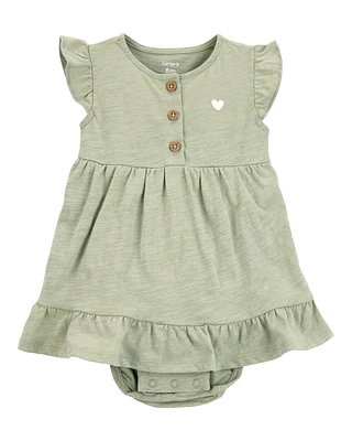 Baby Heart Bodysuit Dress - Green