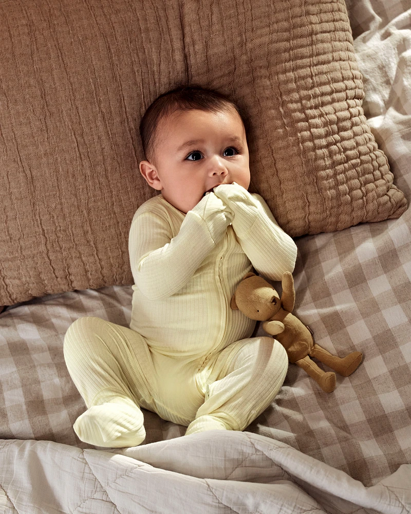 Baby Solid 2-Way Zip PurelySoft Convertible Foot Sleeper Pyjamas - Yellow