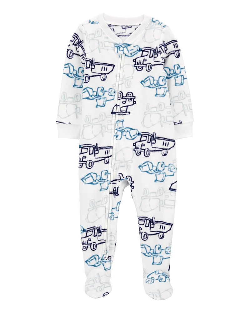 Toddler 1-Piece Construction Fleece Footie Pyjamas