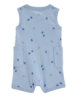 Baby Dinosaur Cotton Romper - Blue