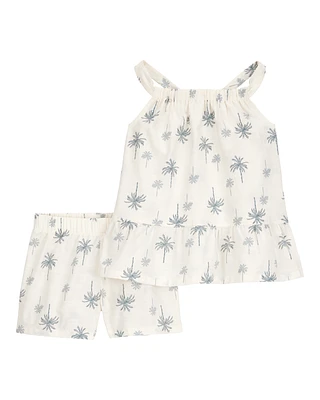 Toddler 2-Piece Palm Tree  Floral Set - Ivory