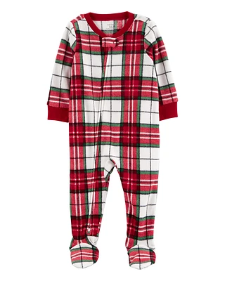 Toddler 1-Piece  Plaid Fleece Footie Pyjamas