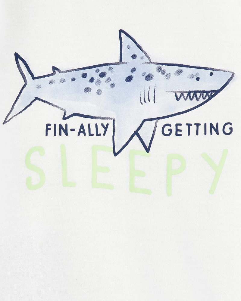 Toddler Boy Shark Print Loose Fit 2-Piece Pyjamas - Blue