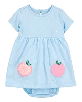 Baby Peach Bodysuit Dress - Blue