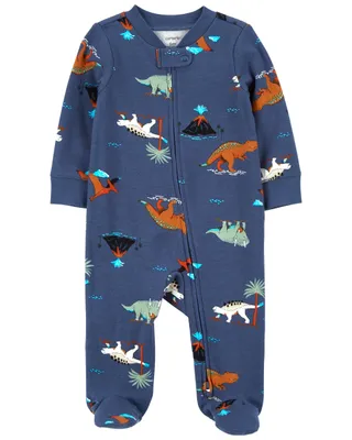 Dinosaurs 2-Way Zip Cotton Sleep & Play Pyjamas