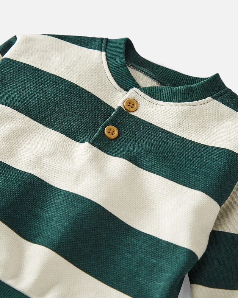 Baby Organic Cotton Fleece Henley Stripes