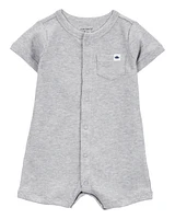 Baby Waffle Knit Short-Sleeve Romper - Grey