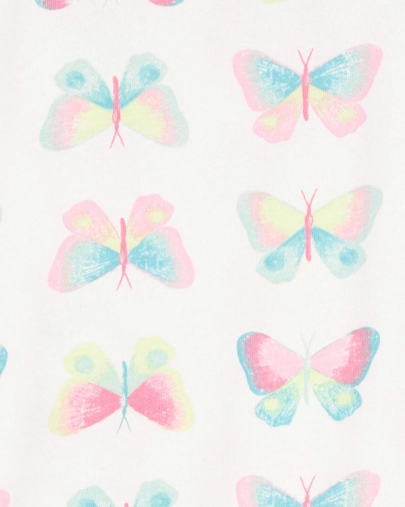 Kid Butterfly Print Snug Fit Cotton 4-Piece Pyjamas