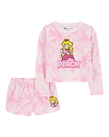 Kid Super Mario Bros™ Princess Peach Print Loose Fit 2-Piece Pyjamas - Pink
