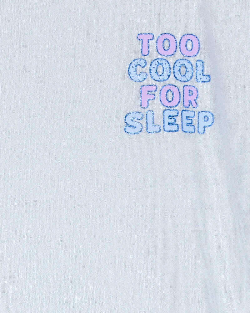 Girls Ice Cream Print Loose Fit 2-Piece Pyjamas - Blue