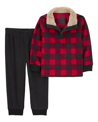 Baby 2-Piece Buffalo Check Pullover & Fleece Pant Set