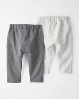 Baby 2-Pack Organic Cotton Pants Grey and Sweet Cream