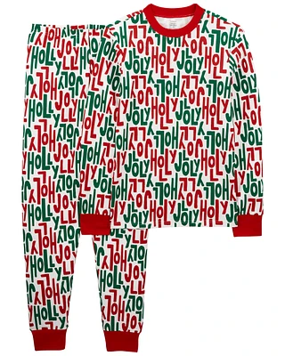 Adult 2-Piece Holly Jolly Christmas 100% Snug Fit Cotton Pyjamas