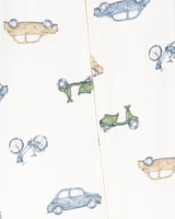 Baby Car Print PurelySoft Footie 1-Piece Pyjamas - Ivory