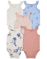 5-Pack Floral Flutter Bodysuits