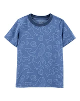 Sea Animals Print Knit Short-Sleeve Tee