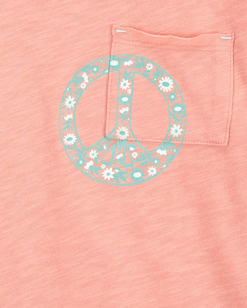 Kid Peace Sign Pocket Tee