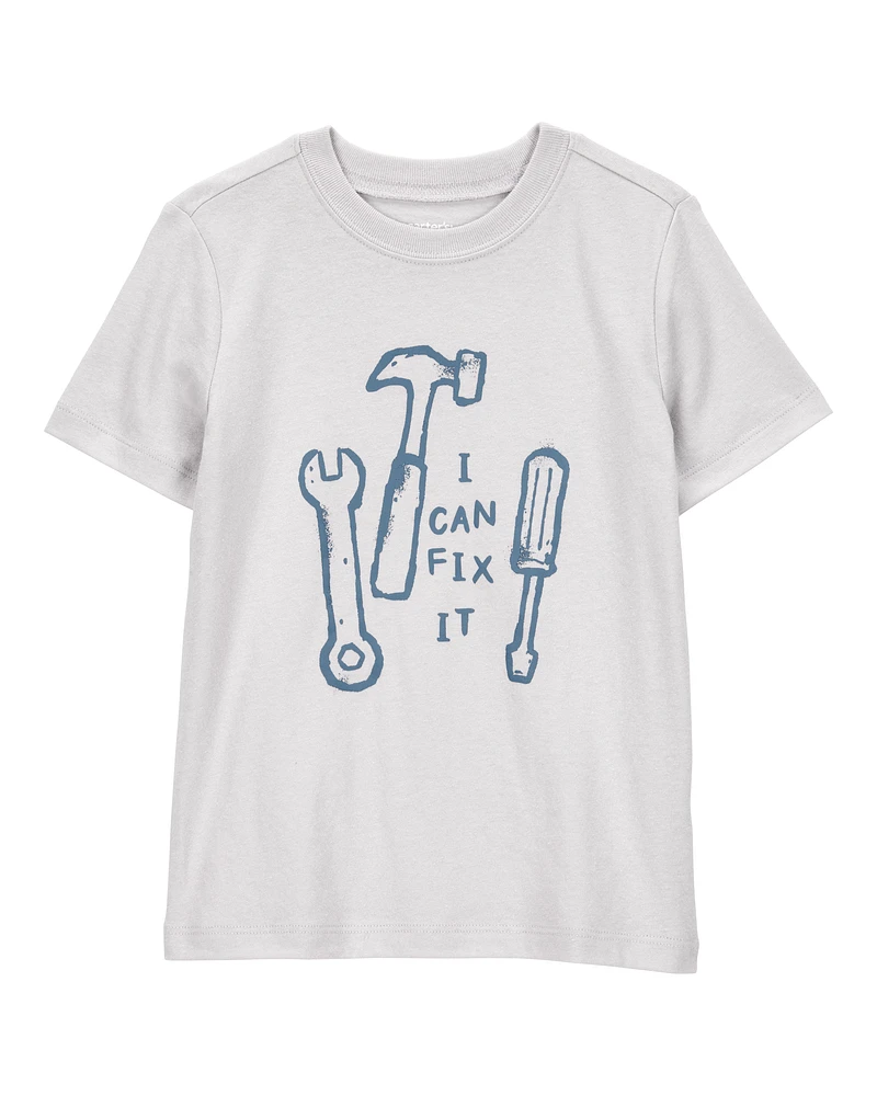 Toddler I Can Fix It Short-Sleeve Graphic Tee - Grey