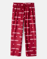 Kid Merry & Bright Christmas Print Loose Fit Pajama Bottoms - Red