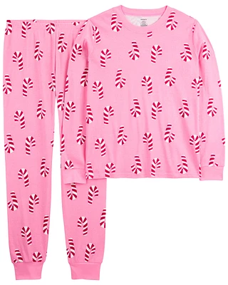 Adult 2-Piece Christmas Candy Cane 100% Snug Fit Cotton Pajamas