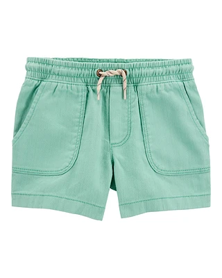 Baby Pull-On Twill Shorts - Turquoise