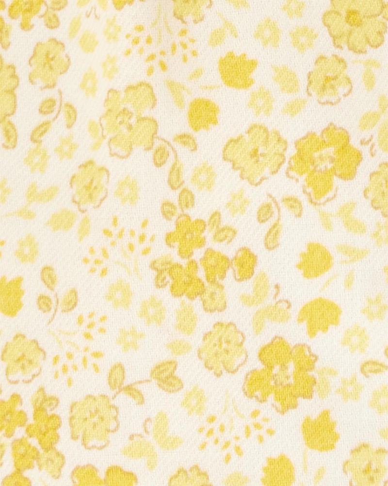 Baby Girl Floral Flutter Dress -  Yellow
