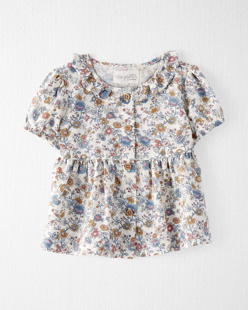 Baby Organic Cotton Floral Print Dobby Top