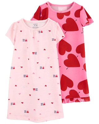 Kid 2-Pack Hearts Nightgown