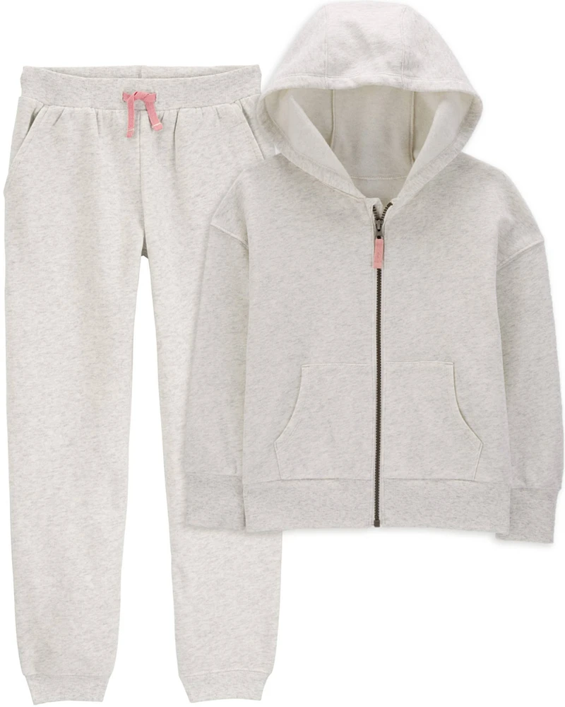 Kid 2-Piece Zip-Up Fleece Hoodie & Joggers Set