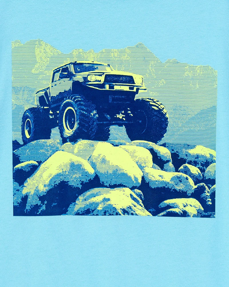 Kid Monster Truck Short-Sleeve Graphic Tee - Turquoise