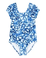 Toddler Girl 1-Piece Floral Swimsuit - Blue