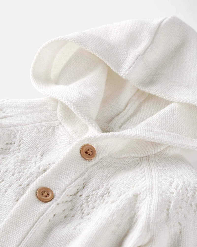 Baby Organic Cotton Sweater Knit Pointelle Jumpsuit