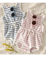 Baby Organic Cotton Striped Bubble Romper