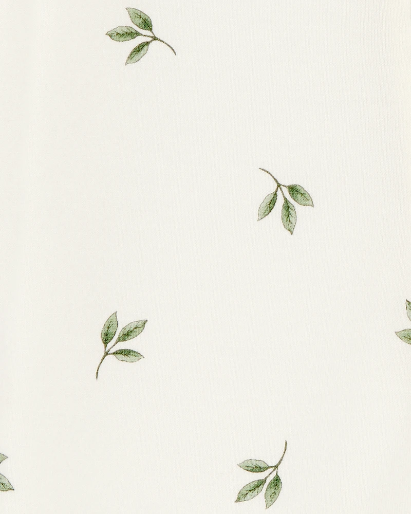 Baby Leaf Print 2-Way Zip PurelySoft Sleeper Pyjamas - Ivory